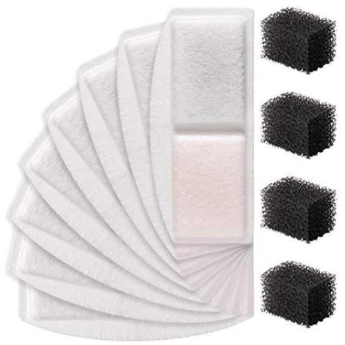 Veken 8 Pack Replacement Filters & 4 Pack Replacement Pre-Filter Sponges for 100oz/3L Automatic Pet Fountain Cat Water Fountain Dog Water Fountain