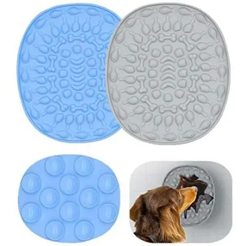Xinji Lick Mat for Dogs, Peanut Butter Slow Feeder for Pet, Dog Lick Pad for Anxiety Relief, Treats & Grooming, Great for Pet Training in Shower with Strong Suction Cup Holds on Wall and Floor, 2Pcs Xinji Lick Mat for Dogs, Peanut Butter Slow Feeder for Pet, Dog Lick Pad for Anxiety Relief, Treats & Grooming, Great for Pet Training in Shower with Strong Suction Cup Holds on Wall and Floor, 2Pcs