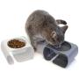 Kitty City Large Raised Cat Food Bowl Collection, Stress Free Pet Feeder and Waterer, Gray (CM-10062-CS01)