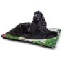 Plant Pet Mat for Kennel Basalt Stones with Bamboo Leaves Sticking Water Droplets Harmony of Nature Washable Puppy Pad Dark Taupe Lime Green