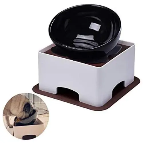 JOHOBA Elevated Dog Feeder for Bulldog & Flat-Faced Dogs,Tilted Bowl Effectively Avoids Flatulence & Indigestion,Double Non-Slip Mats 2 Cups JOHOBA Elevated Dog Feeder for Bulldog & Flat-Faced Dogs,Tilted Bowl Effectively Avoids Flatulence & Indigestion,Double Non-Slip Mats 2 Cups