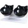 Double Cat Bowl with Raised Stand,15°Tilted Platform Cat Feeders Food and Water Bowls,Reduce Neck Pain for Cats and Small Dogs Double Cat Bowl with Raised Stand,15°Tilted Platform Cat Feeders Food and Water Bowls,Reduce Neck Pain for Cats and Small Dogs