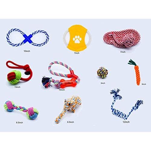 Yarak Puppy Chew Toys – 10 Pack - Dog Rope Toys for Aggressive Chewers – Dog Toys Kit – Durable Dog Chew Toys – Teeth Grinding Toys for Dogs – Dog Pet Care Toys for Small, Medium, and Large Dogs