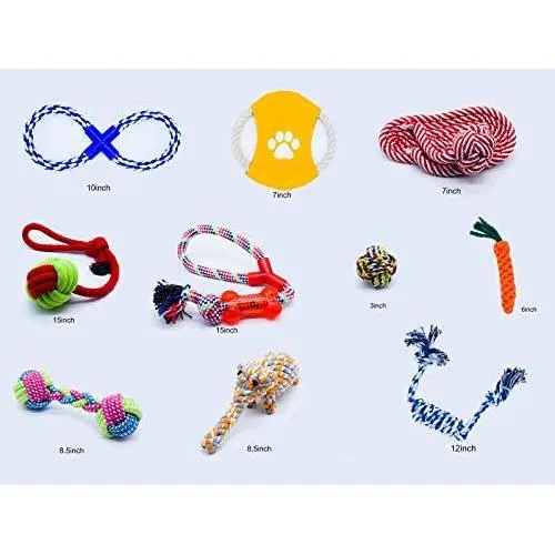 Yarak Puppy Chew Toys – 10 Pack - Dog Rope Toys for Aggressive Chewers – Dog Toys Kit – Durable Dog Chew Toys – Teeth Grinding Toys for Dogs – Dog Pet Care Toys for Small, Medium, and Large Dogs Yarak Puppy Chew Toys – 10 Pack - Dog Rope Toys for Aggressive Chewers – Dog Toys Kit – Durable Dog Chew Toys – Teeth Grinding Toys for Dogs – Dog Pet Care Toys for Small, Medium, and Large Dogs