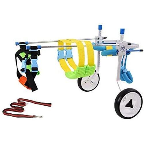 New! Two Wheels Adjustable Dog Wheelchair, cart, 7 Sizes for hind Legs Rehabilitation, 3D Soft Harness,Light Weight, Easy Assemble, Belly Band Specially for Spondylitis