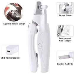 G.C Dog Nail Clippers and Trimmers with LED Light Free Nail File to Avoid Over-Cutting Rechargeable Pet Nail Trimmers Professional Grooming Tools