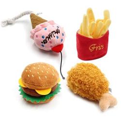 chengzui Dog Chew Molar Various Food Fries Hamburger Chicken Leg Shape Teeth Cleaning Toys Puppy Bites Training Brushing Stick Dental Care for Pet Chewing Interactive