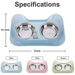 UUME Pets Cute Pet Products Stainless Steel Double Bowl Cat Supplies Feeder Dog Bowls Cat Bowls Bowls(Blue)