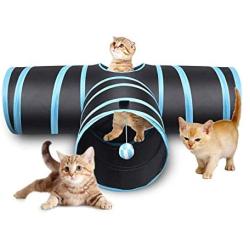 Creaker 3 Way Cat Tunnel, Collapsible Pet Toy Tunnel Ball Cat, Puppy, Kitty, Kitten, Rabbit