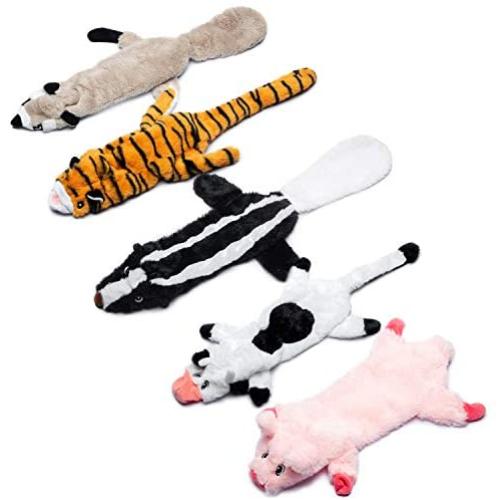 Erich Dog Squeak Toy No Stuffing Puppy Toy Soft Plush Dog Chew Toy Pack - 5 Packs