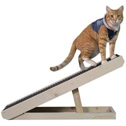 Alpha Paw Cat Ramp & Cat Scratcher, 2 in 1 - Large Sturdy Carpeted Incline Scratchy Ramp - Cat Scratch-Able Furniture, Cat Scratchers For Indoor/Outdoor Cats - Adjustable Height & Replaceable Carpet