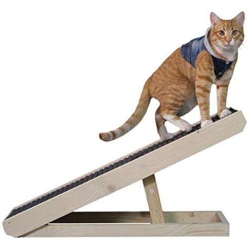 Alpha Paw Cat Ramp & Cat Scratcher, 2 in 1 - Large Sturdy Carpeted Incline Scratchy Ramp - Cat Scratch-Able Furniture, Cat Scratchers For Indoor/Outdoor Cats - Adjustable Height & Replaceable Carpet