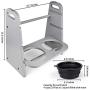 Emfogo Dog Bowls Elevated 3 Heights 4in 8in 13in Wood Raised Dog Bowl Stand with Double Bowls Raised Feeder for Dog Cat 16.7x15.5 inch (Cement Gray)