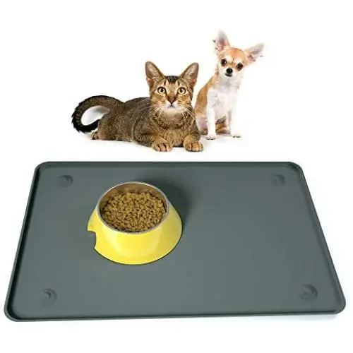 Dog Food Mat, Pet Feeding Mat with Strong Suction Cups - Silicone Waterproof Dog Mat (19x12inches) & (24x16inches), Non-Slip Pet Bowl Mat for Protect Floor Dog Food Mat, Pet Feeding Mat with Strong Suction Cups - Silicone Waterproof Dog Mat (19x12inches) & (24x16inches), Non-Slip Pet Bowl Mat for Protect Floor