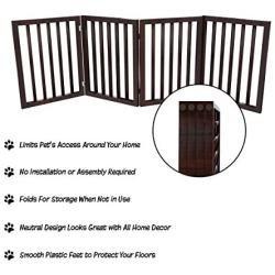 PETMAKER Freestanding Pet Gate - Wooden Folding Fence for Doorways, Halls, Stairs & Home - Step Over Divider - Great for Dogs & Puppies