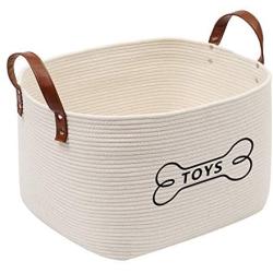 Morezi Large Cotton Dog Toy Box, 16''x13''x 10'' Puppy Toy Basket, Puppy Bins, Dog Storage bin, Laundry Basket - Perfect for organizing pet Toys, Blankets, leashes, Coat and Dog Stuff