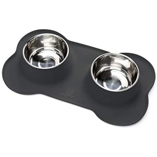 Benephit Dog Bowls Stainless Steel Dog Bowl with No Spill Non-Skid Silicone Mat 53 oz Feeder Bowls Pet Bowl for Dogs Cats and Pets