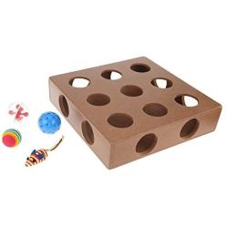 Duckart Pet Kitty Puzzle Toys Play Scratching Hide Seek Cat Toy Box with Balls