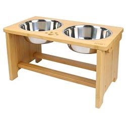 HTB Elevated Dog Bowls,Raised Dog Bowl Stand Feeder with 2 Stainless Steel Bowls,Dog Cat Pet Food Water Bowls