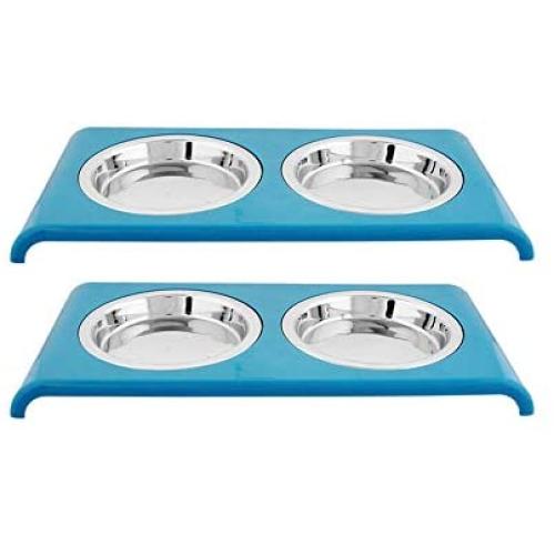 Iconic Pet Colour Splash Blue Cat Saucer Diner (Set of 2)