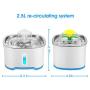 Cat Dog Water Fountain with LED Light, Ultra Quiet&Re-Circulating, Triple Filtration Automatic Drinking Dispenser for Pets (2.5L)