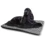 DayDayFun Henna Pet Sleeping Mat Black White Design Floral Elements Monochrome Tattoo Pattern South Pet Mats for Litter Boxes Black White