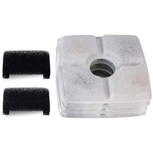 Vekonn Elliptical Cat Water Fountain Filter, 6 Filters Pack for Stainless Steel Top Elliptical Pet Fountain, 4 Carbon Filters and 2 Sponge Filters