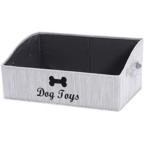 Geyecete Large Dog Toys Storage Bins - Foldable Fabric Trapezoid Organizer Boxes with Handle, Collapsible Basket for Dog Toys