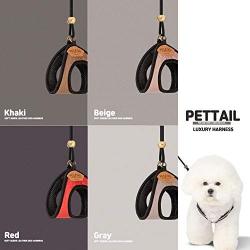 PETTAIL Dog Harness No Pulling Easy Adjustable Puppy Vest Suede Leather Harness Handmade by Korean Comfortable Neck for Small Medium Size Dogs