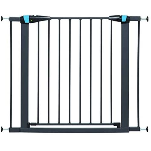 MidWest Homes for Pets Walk-Thru Steel Pet Gate w/ ''Safety Glow'' Frame; 29'' & 39'' Tall Pet Gates in Soft White & Textured Graphite