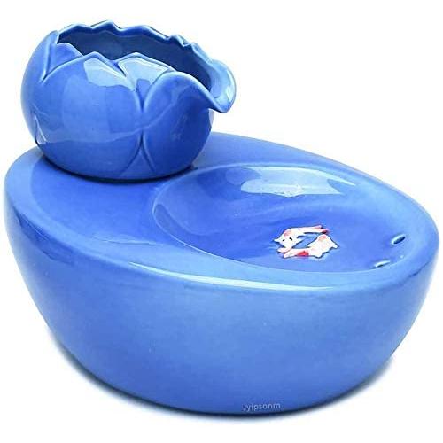 Jyipsonm Natural Ceramic Cat Water Fountain Automatic Pet Drinking Fountain Electric Dog Water Dispenser Ultra Quiet Water Bowl for Cats and Dogs - Blue