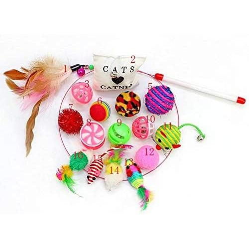 Assests Innovations Pet Cat Toy Set Feather Teaser Wand Catnip