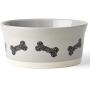 PetRageous 17004 Classy Bones Two-Tone Stoneware Dishwasher Safe Dog Bowl 4.5-Cup 7-Inch Diameter 3-Inch Tall for Large and Extra Large Dogs and Cats, 36-Ounce, Gray
