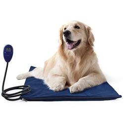 Leowow Pet Heating Pad, 7-Level Controller Safe Electric Dog Cat Heating Blanket Waterproof Pet Warming Mat Soft Removable Cover, Chew Resistant Cord, Overheat- 2 Size