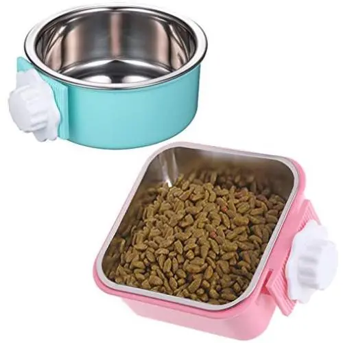 Hamiledyi Cat Crate Bowl Stainless Steel Water Food Feeder Dish 2 PCS Removable Dog Cage Hanging Bowl with Bolt Holder for Kitten Puppy Bird Rabbit Hamiledyi Cat Crate Bowl Stainless Steel Water Food Feeder Dish 2 PCS Removable Dog Cage Hanging Bowl with Bolt Holder for Kitten Puppy Bird Rabbit