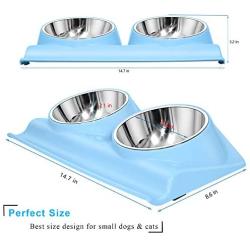 UPSKY Dog Cat Bowls Double Raised Pet Bowls, Elevated Cat Bowls, with Anti-Slip Resin Station, Stainless Steel Pet Feeder Bowls for All Small to Large Cats