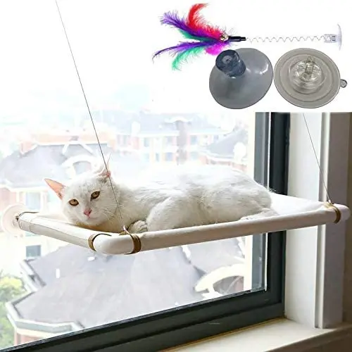 Cat Window Perch Bed, Cat Window Hammock Seat with Durable Heavy Duty Suction Cups Cat Bed Holds Up to 30lbs (Extra 2 Suction Cups and Funny cat Stick) Cat Window Perch Bed, Cat Window Hammock Seat with Durable Heavy Duty Suction Cups Cat Bed Holds Up to 30lbs (Extra 2 Suction Cups and Funny cat Stick)