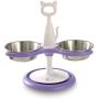 Catswall Design Raised Mutli-Cat Feeder with 2 Stainless Steel Bowls, Cool Purple