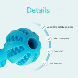 Gbrand Dog Chew Toy Ball, Interactive Dog Teeth Cleaning Toothbrush Stick Bite Resistant Dog Toys, Food Dispensing Ball, for Small Medium and Large Dogs, 19x6cm, Blue