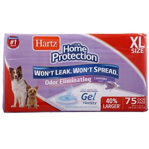 Hartz Home Protection Lavender Scent Odor Eliminating Gel Dog Pads, 30'' x 21'', 75 Count