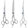 JASON Left Handed 7'' Dog Grooming Scissors, Ergonomic Blending, Chunkers, Curved, Straight Cat Pet Hair Trimming Thinning Shears with Offset Handle and a Jewelled Screw, Professional
