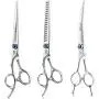 JASON Left Handed 7'' Dog Grooming Scissors, Ergonomic Blending, Chunkers, Curved, Straight Cat Pet Hair Trimming Thinning Shears with Offset Handle and a Jewelled Screw, Professional