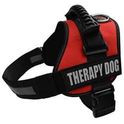 ALBCORP Reflective Therapy Dog Vest Harness, Woven Polyester & Nylon, Adjustable Service Animal Jacket, with 2 Hook and Loop Therapy Dog Removable Patches