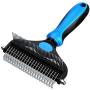 CareUAll Grooming Rake for Dogs and Cats, 2 Sided Pet Grooming Brush Undercoat and Deshedding Comb for Removing Tangles & Mats Dematting Tool with Long Teeth for Medium Large Pets All Hair Types