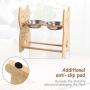 Niubya Dog Bowl with Elevated Stand, Bamboo Framed Raised Bowls for Cats and Small Dogs with Adjustable and Anti-Slip Legs, Include 2 Stainless Steel Bowls