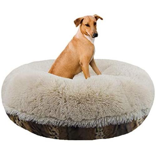 Bessie and Barnie Signature Wild Kingdom / Blondie Luxury Shag Extra Plush Faux Fur Bagel Pet / Dog Bed (Multiple Sizes)