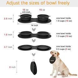 WINSEE Collapsible Dog Bowls with Mat, Portable Foldable Travel Bowls for Cats Dogs, Expandable Cup Dish, No Spill Non-Skid Silicone Pet Food&Water Feeder Bowl with Free Frisbee&Carabiner, for Outdoor