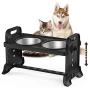 Elevated Pet Feeder,Stainless Steel Pet Feeding Bowl Raised Elevated Twin Dog Bowls Water Food Feeder,Three Adjustable Height Raised Dog Pet Feeding Station Stand Removable Double Bowls