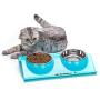 Vealind Non-Spill & Non-Skid Pet Dog Cat Elevated Stainless Steel Double Bowls Feeding Food and Water Bowl
