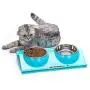 Vealind Non-Spill & Non-Skid Pet Dog Cat Elevated Stainless Steel Double Bowls Feeding Food and Water Bowl Vealind Non-Spill & Non-Skid Pet Dog Cat Elevated Stainless Steel Double Bowls Feeding Food and Water Bowl